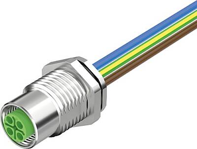 7000-P6295-9450050 M12 Power female recept. S-cod. rear PUR-wires 4x1.5 0.5m - 1