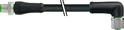 7000-P7251-P072500 M12 Power male 0° / female 90° T-cod. PUR 4x1.5 bk UL/CSA+drag ch. 25m