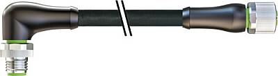 7000-P7261-P070300 M12 Power male 90° / female 0° T-cod. PUR 4x1.5 bk UL/CSA+drag ch. 3m - 1