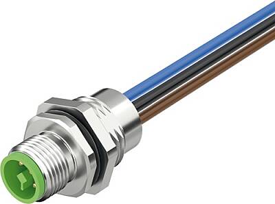 7000-P7282-9970050 M12 Power male recept. T-cod. front incl. Nut PE-X-wires 4x2.5 UL 0,5m - 1