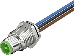 7000-P7285-9970100 M12 Power male recept. T-cod. rear PE-X-wires 4x2.5 UL 1m