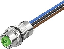 7000-P7291-9970020 M12 Power female recept. T-cod. front PE-X-wires 4x2.5 UL 0,2m