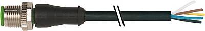 7001-12041-6350150 M12 male 0° A-cod. with cable PUR 5x0.34 bk UL/CSA+drag ch. 1.5m - 1