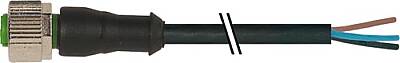 7001-12181-6130250 M12 female 0° A-cod. with cable PVC 3x0.34 bk UL/CSA 2.5m - 1