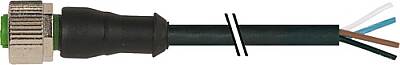 7001-12221-6540500 M12 female 0° A-cod. with cable PUR 4x0.34 bk UL/CSA+robot+drag ch. 5m - 1
