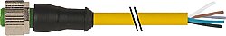7001-12241-1261000 M12 female 0° A-cod. with cable PUR 5x0.34 ye UL/CSA+drag ch. 10m