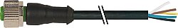 7001-12241-6551000 M12 female 0° A-cod. with cable PUR 5x0.34 bk UL/CSA+robot+drag ch. 10m