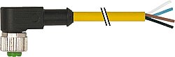 7001-12341-0341000 M12 female 90° A-cod. with cable PUR 4x0.34 ye UL/CSA+drag ch. 10m