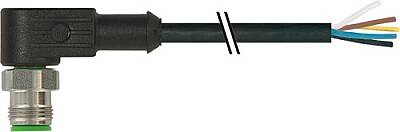 7002-12121-6191000 M12 male 90° A-cod. with cable V2A PVC 5x0.34 bk UL/CSA 10m - 1