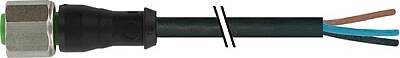 7002-12181-6131000 M12 female 0° A-cod. with cable V2A PVC 3x0.34 bk UL/CSA 10m - 1