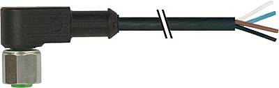 7002-12341-6344000 M12 female 90° A-cod. with cable V2A PUR 4x0.34 bk UL/CSA+drag ch. 40m - 1