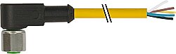 7002-12361-0351000 M12 female 90° A-cod. with cable V2A PUR 5x0.34 ye UL/CSA+drag ch. 10m