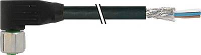 7002-13281-6431500 M12 female 90° A-cod. with cable shielded V2A PUR 5x0.34 shielded bk UL/CSA+drag ch. 15m - 1