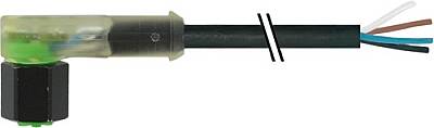 7003-12428-8280500 M12 female 90° A-cod. with cable 3LED V2A FEP 5xAWG22 bk 5m - 1