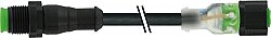 7003-40049-8280060 M12 male 0° / M12 female 0° A-cod. 3LED V2A FEP 5xAWG22 bk 0.6m