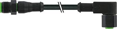 7003-40128-8280300 M12 male 0° / M12 female 90° A-cod. V2A FEP 5xAWG22 bk 3m - 1