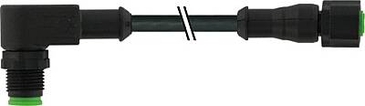 7003-40208-8280100 M12 male 90° / M12 female 0° A-cod. V2A FEP 5xAWG22 bk 1m - 1