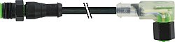 7003-40348-8280030 M12 male 0° / M12 female 90° A-cod. 3LED V2A FEP 5xAWG22 bk 0.3m