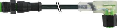 7003-40348-8280060 M12 male 0° / M12 female 90° A-cod. 3LED V2A FEP 5xAWG22 bk 0.6m - 1