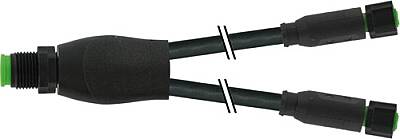 7003-40828-8280150 Y-Distributor M12 male / M8 female 0° A-cod. V2A FEP 5xAWG22 bk 1.5m - 1