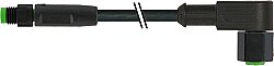 7003-88268-8280060 M8 male 0° / M12 female 90° A-cod. V4A FEP 5xAWG22 bk 0.6m