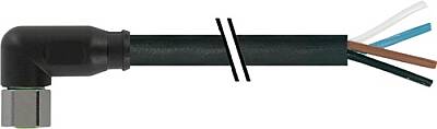 7004-08101-6310500 M8 female 90° A-cod. with cable V4A PUR 4x0.25 bk UL/CSA+drag ch. 5m - 1