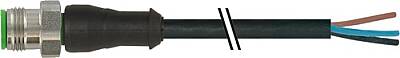 7004-12001-6130050 M12 male 0° A-cod. with cable V4A PVC 3x0.34 bk UL/CSA 0.5m - 1