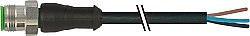 7004-12001-6130150 M12 male 0° A-cod. with cable V4A PVC 3x0.34 bk UL/CSA 1.5m
