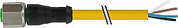 7004-12221-0341000 M12 female 0° A-cod. with cable V4A PUR 4x0.34 ye UL/CSA+drag ch. 10m