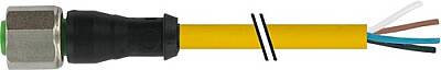7004-12221-0342500 M12 female 0° A-cod. with cable V4A PUR 4x0.34 ye UL/CSA+drag ch. 25m - 1