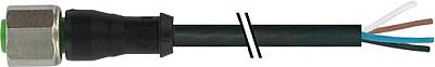 7004-12221-6341500 M12 female 0° A-cod. with cable V4A PUR 4x0.34 bk UL/CSA+drag ch. 15m - 1