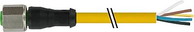 7004-12241-1261500 M12 female 0° A-cod. with cable V4A PUR 5x0.34 ye UL/CSA+drag ch. 15m - 1