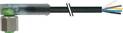7004-12441-6351000 M12 female 90° A-cod. with cable LED V4A PUR 5x0.34 bk UL/CSA+drag ch. 10m - 1