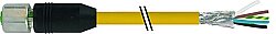 7004-13221-0420500 M12 female 0° A-cod. with cable shielded V4A PUR 5x0.34 shielded ye UL/CSA+drag ch. 5m