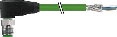 7004-14561-7961500 M12 male 90° D-cod. with cable shielded V4A PUR 1x4xAWG22 shielded gn UL/CSA+drag ch. 15m - 1