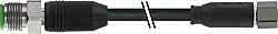 7004-43301-6400030 M12 male 0° / M8 female 0° A-cod. shielded V4A PUR 3x0.34 shielded bk UL/CSA+drag ch. 0.3m