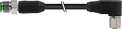 7004-53321-7030040 M12 male 0° / M12 female 90° A-cod. shielded V4A PVC 12x0.14 shielded bk 0.4m