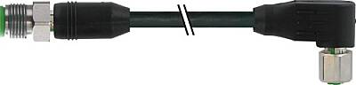 7004-53321-7030150 M12 male 0° / M12 female 90° A-cod. shielded V4A PVC 12x0.14 shielded bk 1.5m - 1