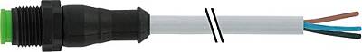 7005-12001-2330500 M12 male 0° A-cod. with cable Lite PUR 3x0.34 gy UL/CSA+drag ch. 5m - 1
