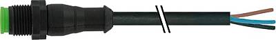 7005-12001-6130150 M12 male 0° A-cod. with cable Lite PVC 3x0.34 bk UL/CSA 1.5m - 1