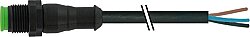 7005-12001-6330750 M12 male 0° A-cod. with cable Lite PUR 3x0.34 bk UL/CSA+drag ch. 7.5m