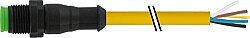 7005-12041-0550400 M12 male 0° A-cod. with cable Lite PUR 5x0.34 ye UL/CSA+robot+drag ch. 4m