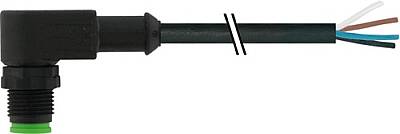 7005-12101-6340300 M12 male 90° A-cod. with cable Lite PUR 4x0.34 bk UL/CSA+drag ch. 3m - 1