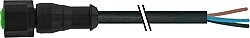 7005-12161-6330300 M12 female 0° A-cod. with cable Lite PUR 3x0.34 bk UL/CSA+drag ch. 3m