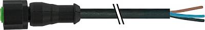 7005-12161-6330300 M12 female 0° A-cod. with cable Lite PUR 3x0.34 bk UL/CSA+drag ch. 3m - 1
