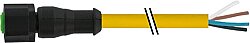 7005-12221-0140300 M12 female 0° A-cod. with cable Lite PVC 4x0.34 ye UL/CSA 3m
