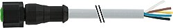7005-12241-2551800 M12 female 0° A-cod. with cable Lite PUR 5x0.34 gy UL/CSA+robot+drag ch. 18m