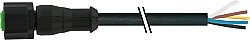 7005-12241-7320750 M12 female 0° A-cod. with cable Lite PUR 5x0.34 bk UL/CSA+drag ch. 7.5m