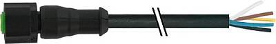 7005-12241-7320750 M12 female 0° A-cod. with cable Lite PUR 5x0.34 bk UL/CSA+drag ch. 7.5m - 1