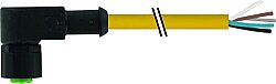 7005-12361-1261000 M12 female 90° A-cod. with cable Lite PUR 5x0.34 ye UL/CSA+drag ch. 10m